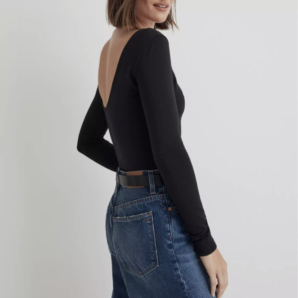 NWOT Madewell Black Long Sleeve Ballet Thong Bodysuit